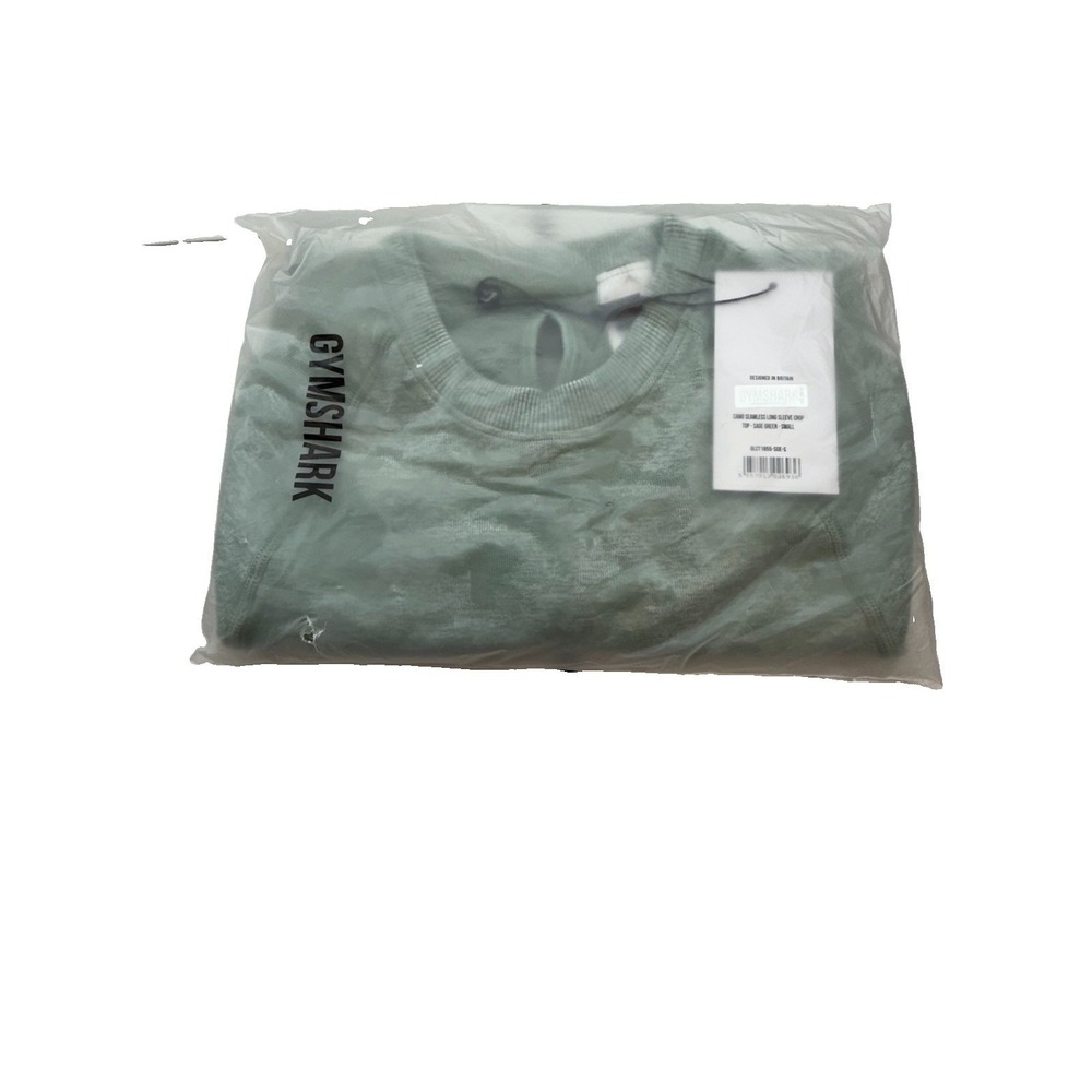 NWT Gymshark Camo Seamless Crop Top Sage Green Size Small Yoga Performance - Picture 2 of 10